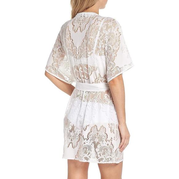 Flora Nikrooz Millie Lace Robe Size Small White Bride Bridal - Picture 3 of 13